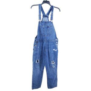 Gap Destroyed Denim Cropped Overalls Womens Large Cotton